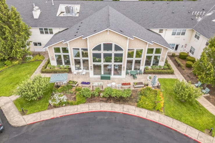 Aerial view of Clearwater Springs Assisted Living exterior.