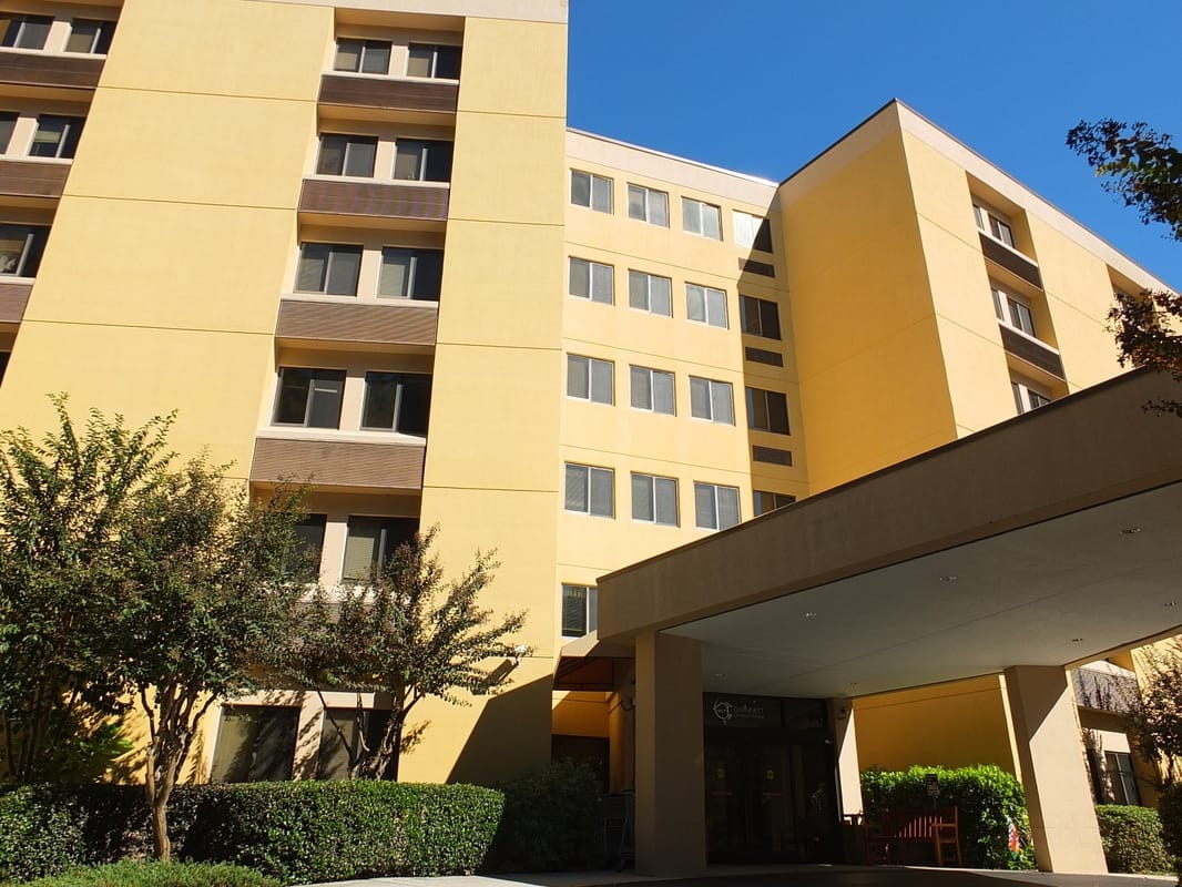 Exterior view of a senior living facility building