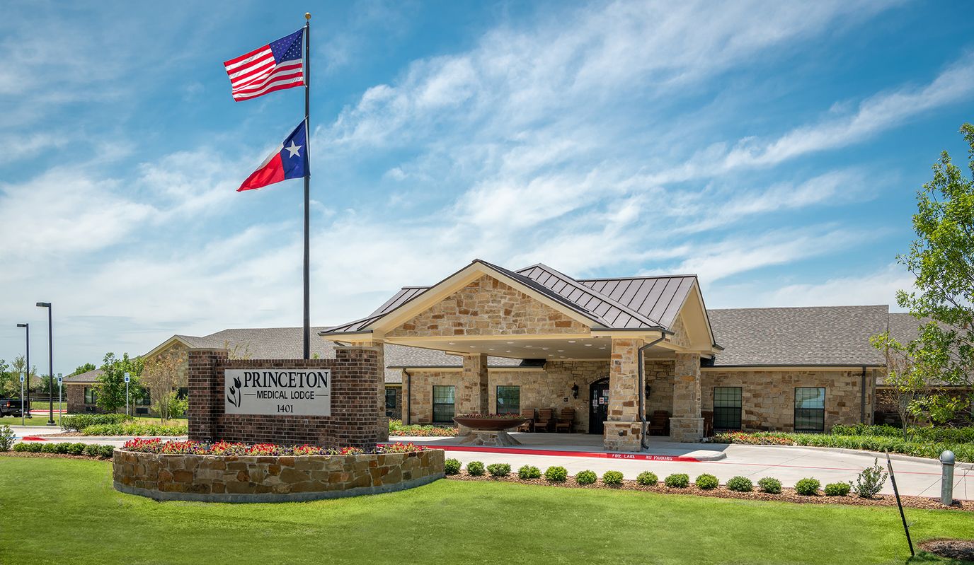 Exterior view of Princeton Medical Lodge entrance