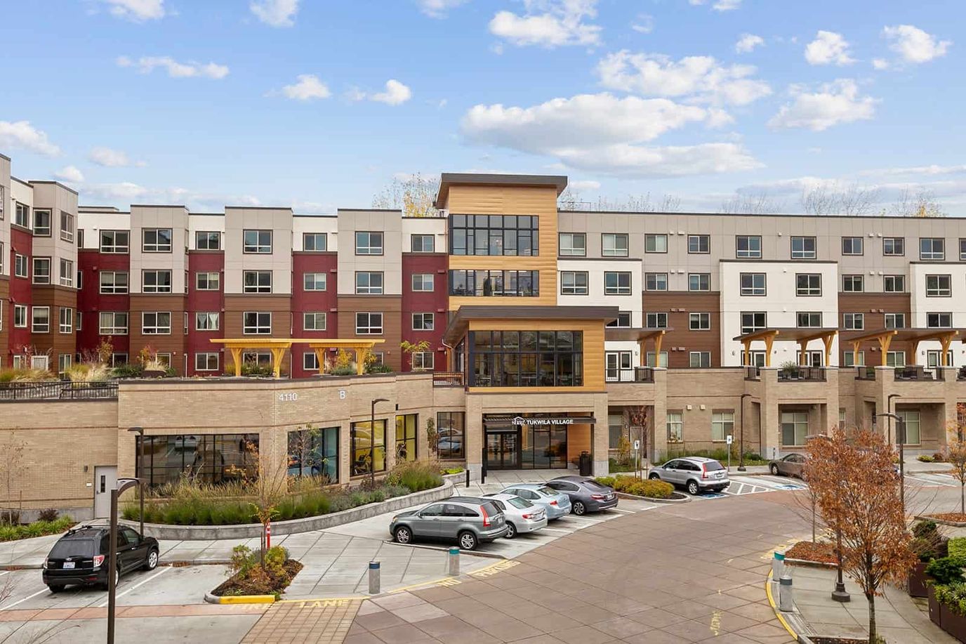 Exterior view of Tukwila Village Senior Living Apartments