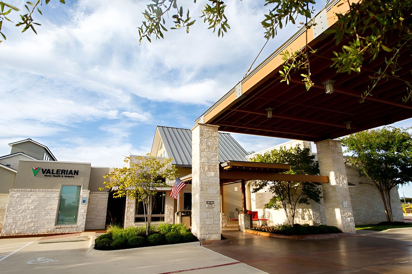 Exterior view of a senior living facility entrance