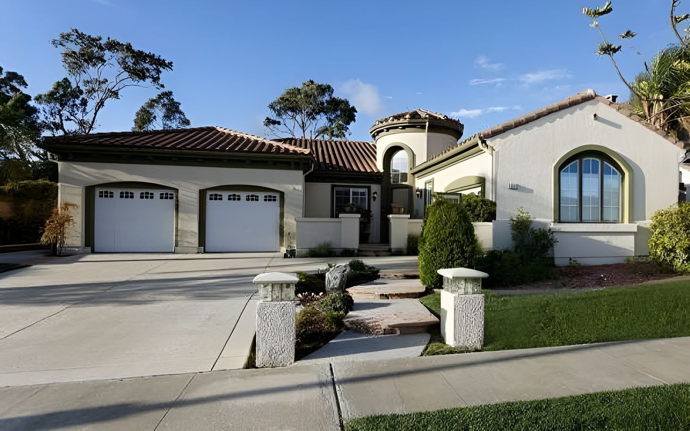 Exterior view of a residential building with landscaping