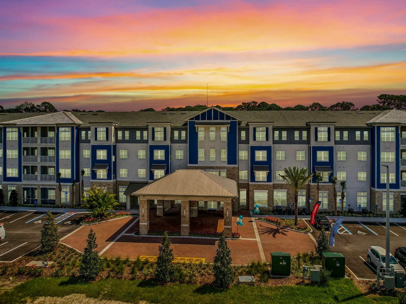 Exterior view of Arya at Windermere at sunset