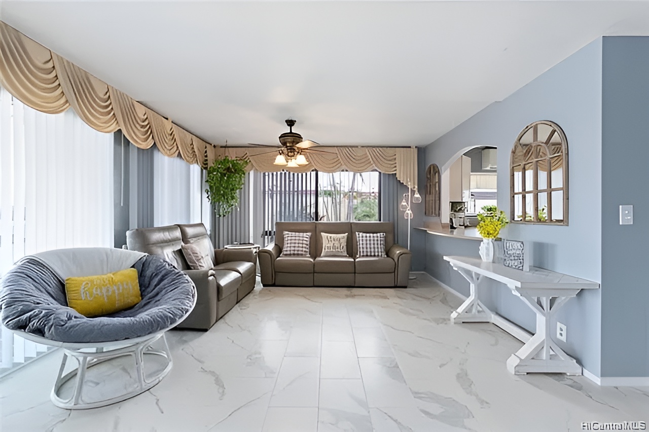 Cozy living room with comfortable seating and decorative elements