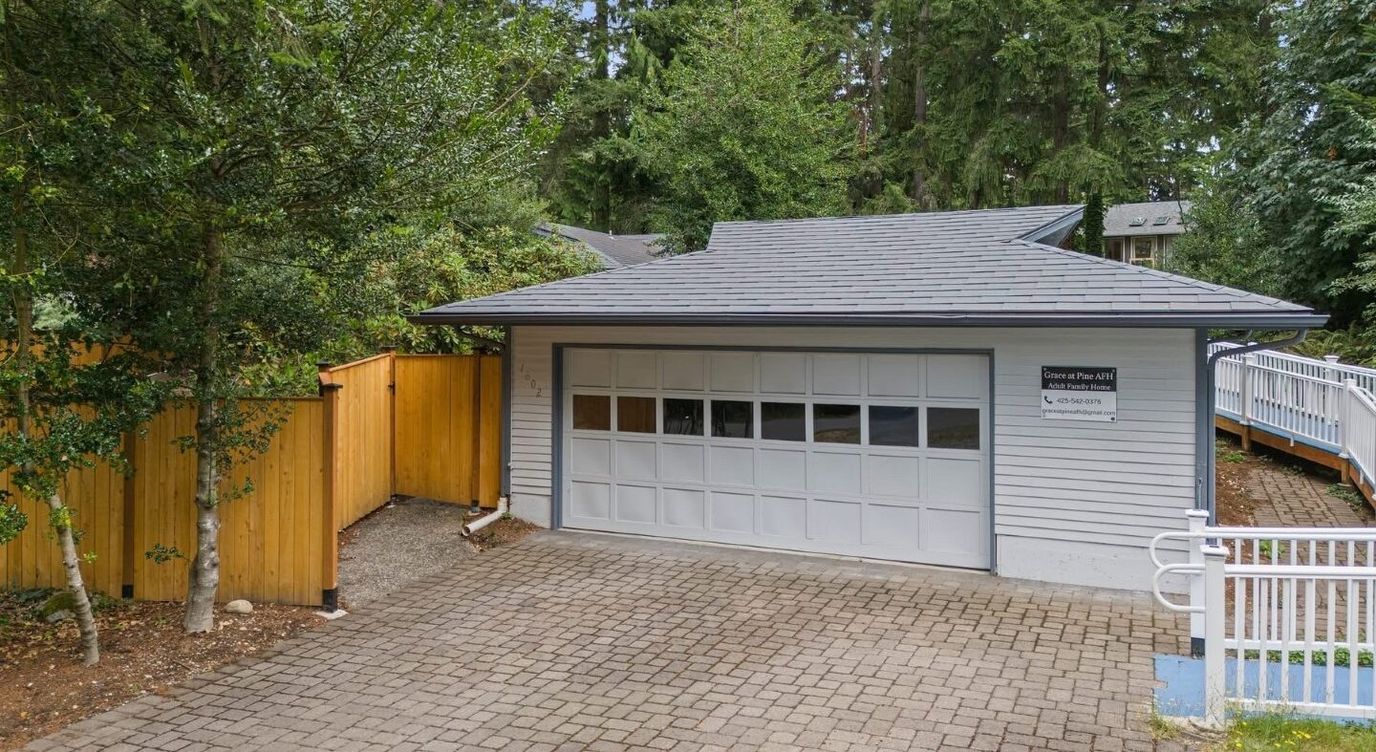 Exterior view of the facility's garage area