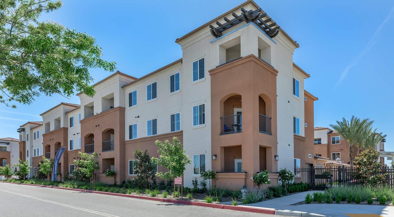 Exterior view of a luxury senior living facility