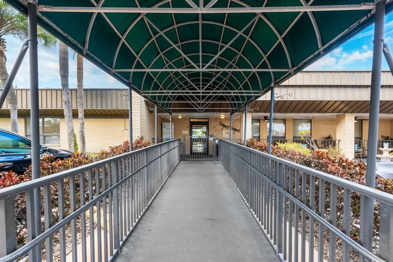 Entrance pathway leading into the facility.