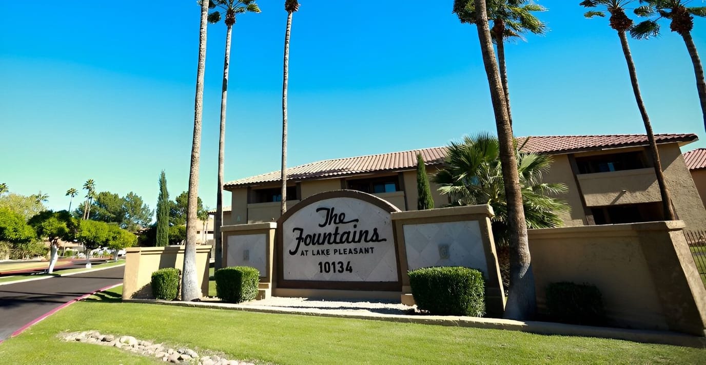 Entrance sign of The Fountains at Lake Pleasant
