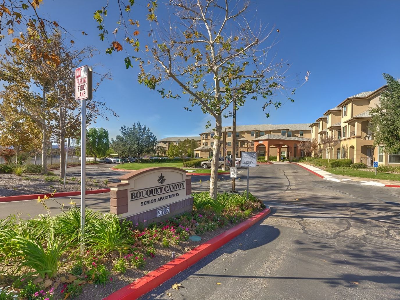 Entrance view of Bouquet Canyon Senior Apartments