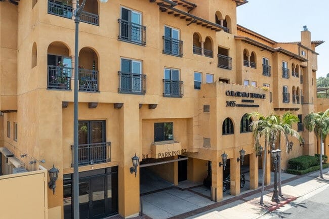 Facade of LA Colorado Terrace senior living apartments