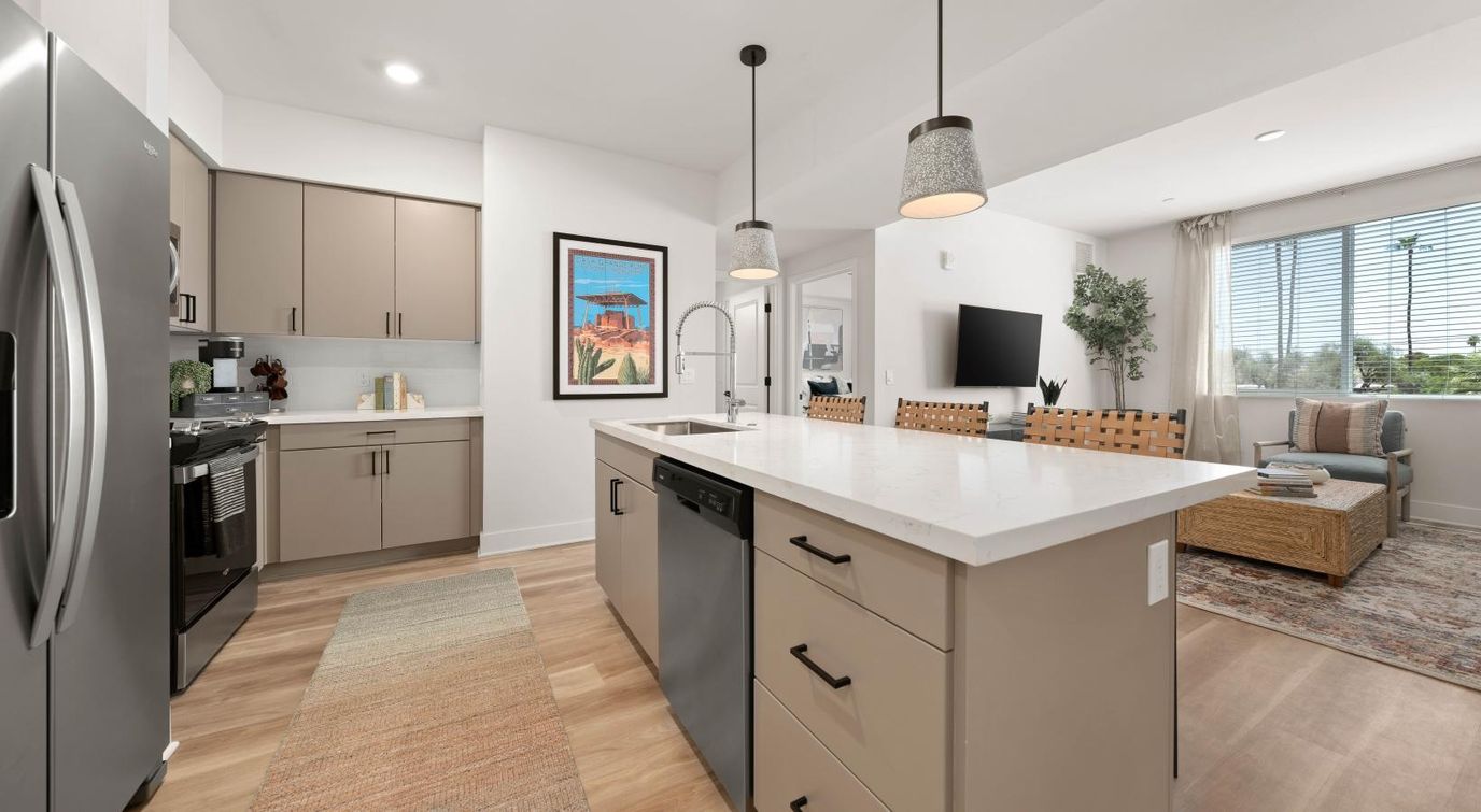 Bright and modern kitchen area in a senior living facility