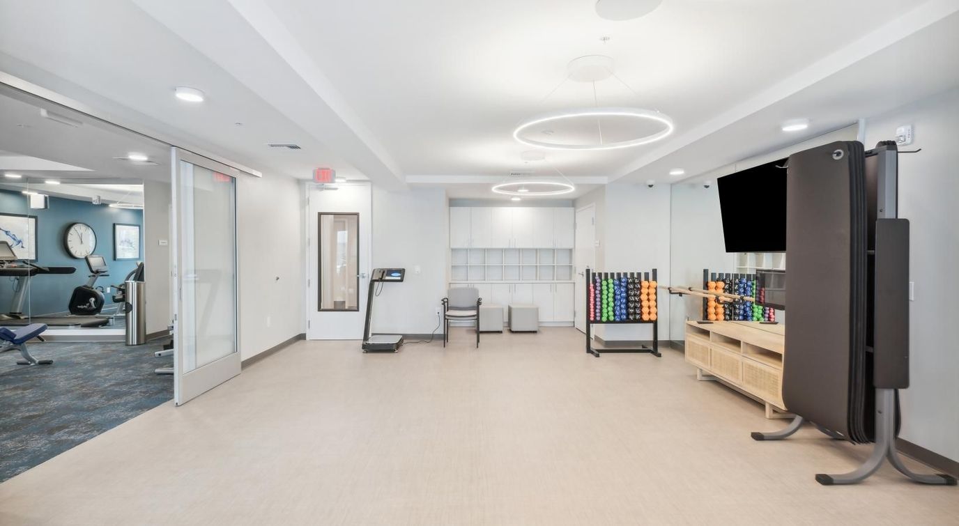 Interior view of a fitness area with equipment