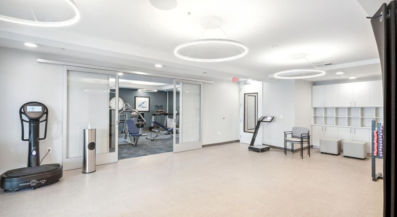 Interior view of a fitness area with equipment