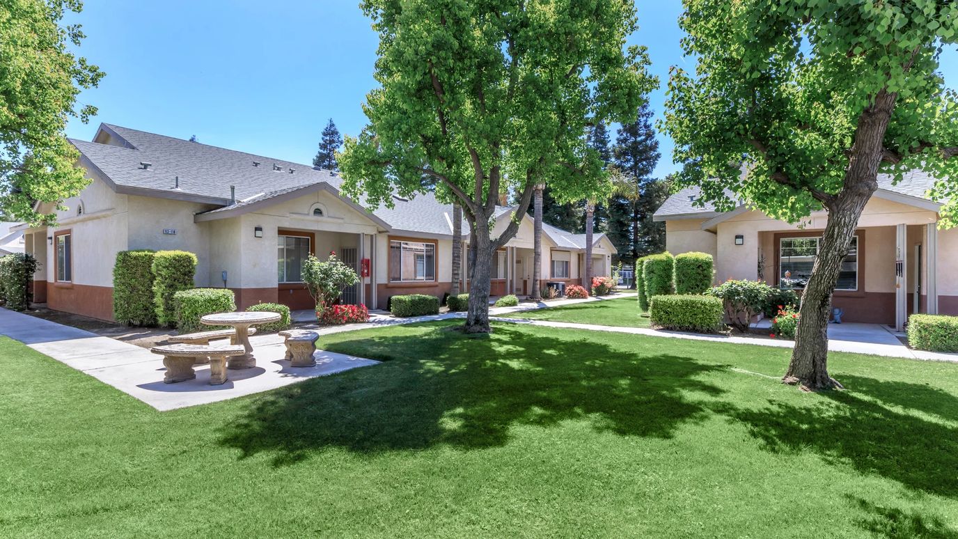 Outdoor area with walking paths and garden