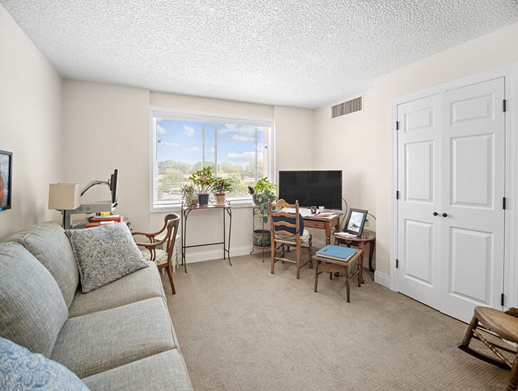 Cozy living space in assisted living facility