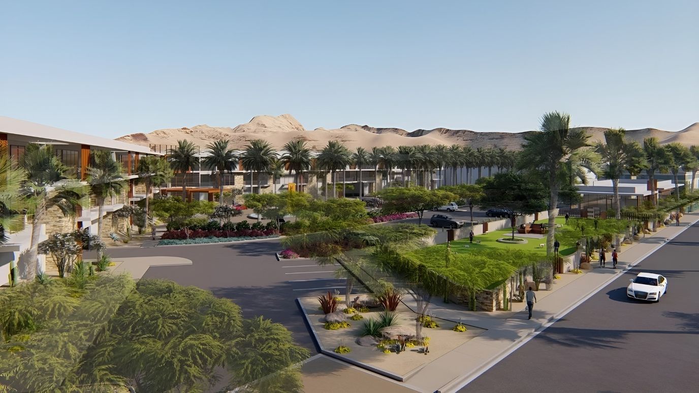 Exterior view of a senior living facility surrounded by greenery