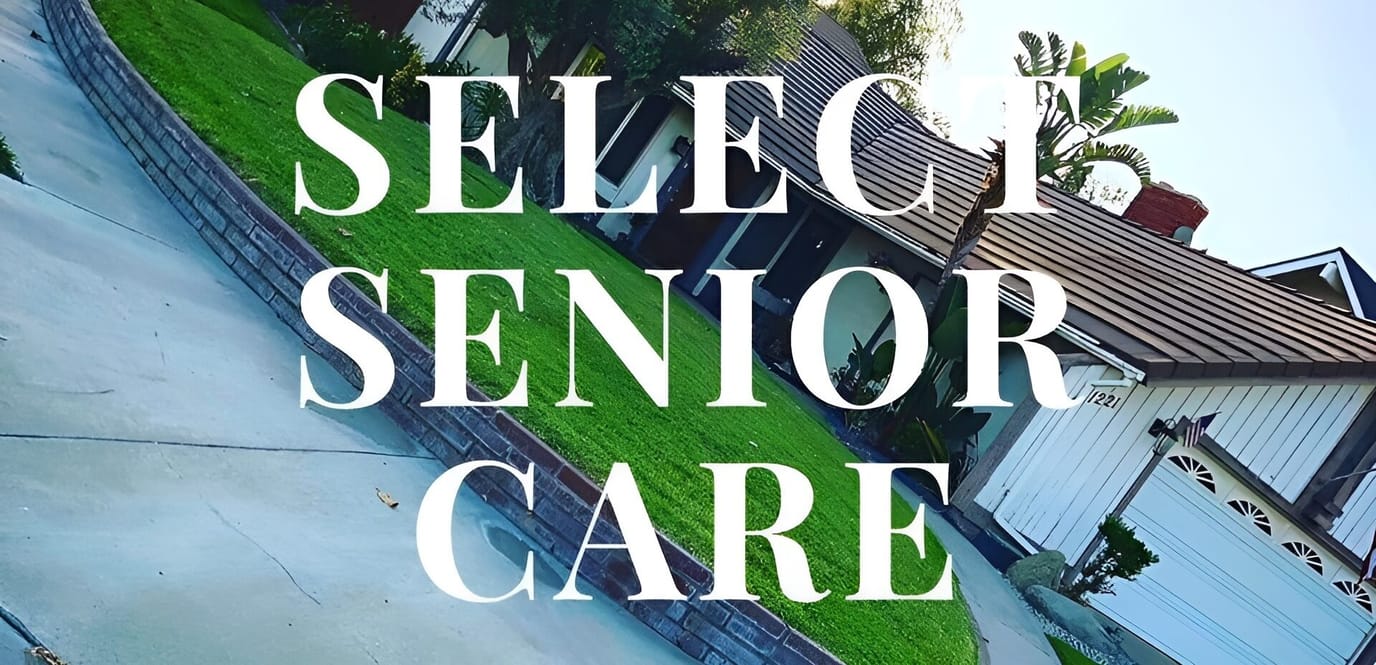 Exterior view of Select Senior Care with logo overlay