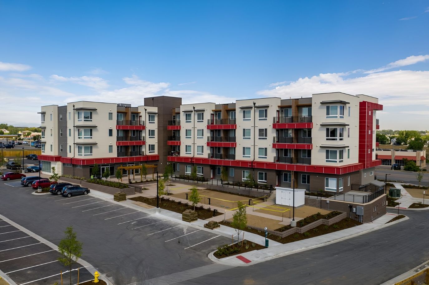Modern senior living facility building exterior