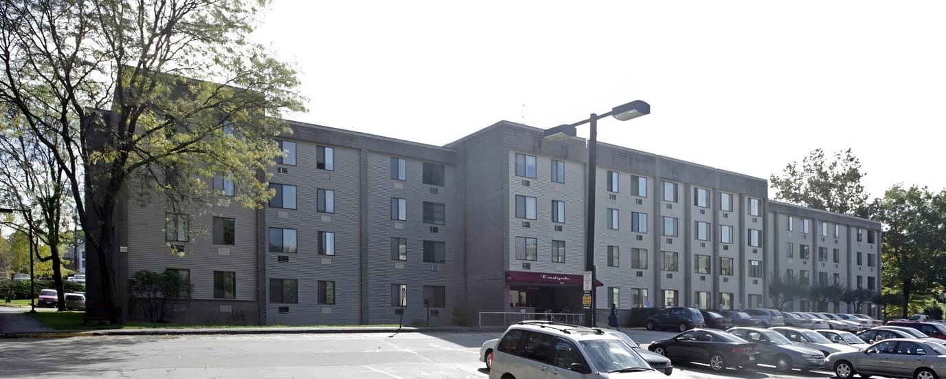 Exterior view of East Gate Apartments residential facility