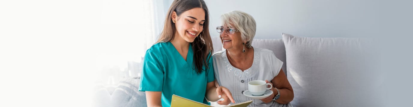 Staff member interacting with a senior resident