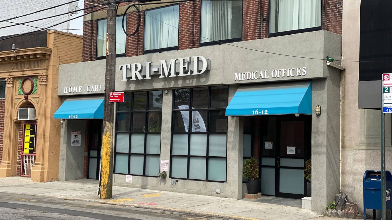 Exterior view of the Tri-Med facility entrance.