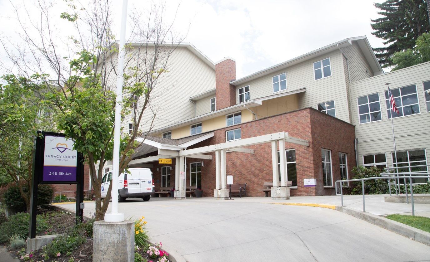 Exterior view of Legacy Court Senior Living facility