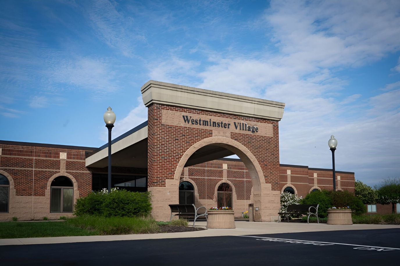 Exterior view of Westminster Village facility entrance