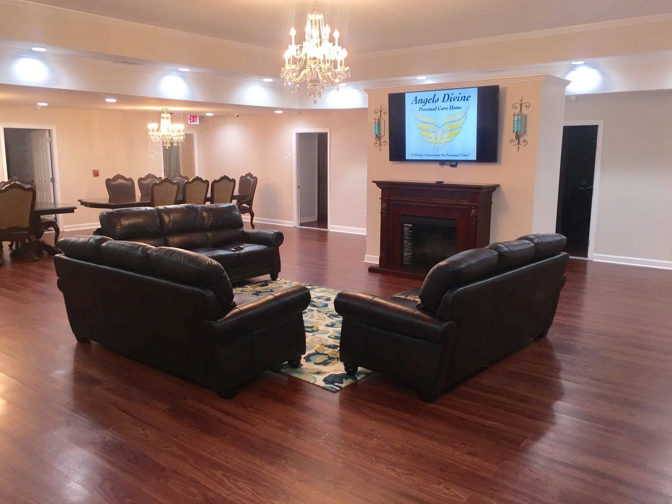 Common area with seating and a television
