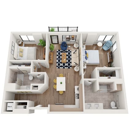 Architectural floor plan of a resident unit