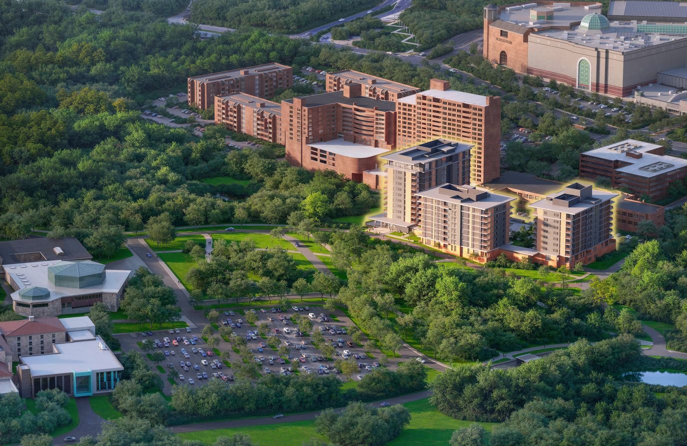 Aerial view of Edenwald Senior Living surrounded by greenery
