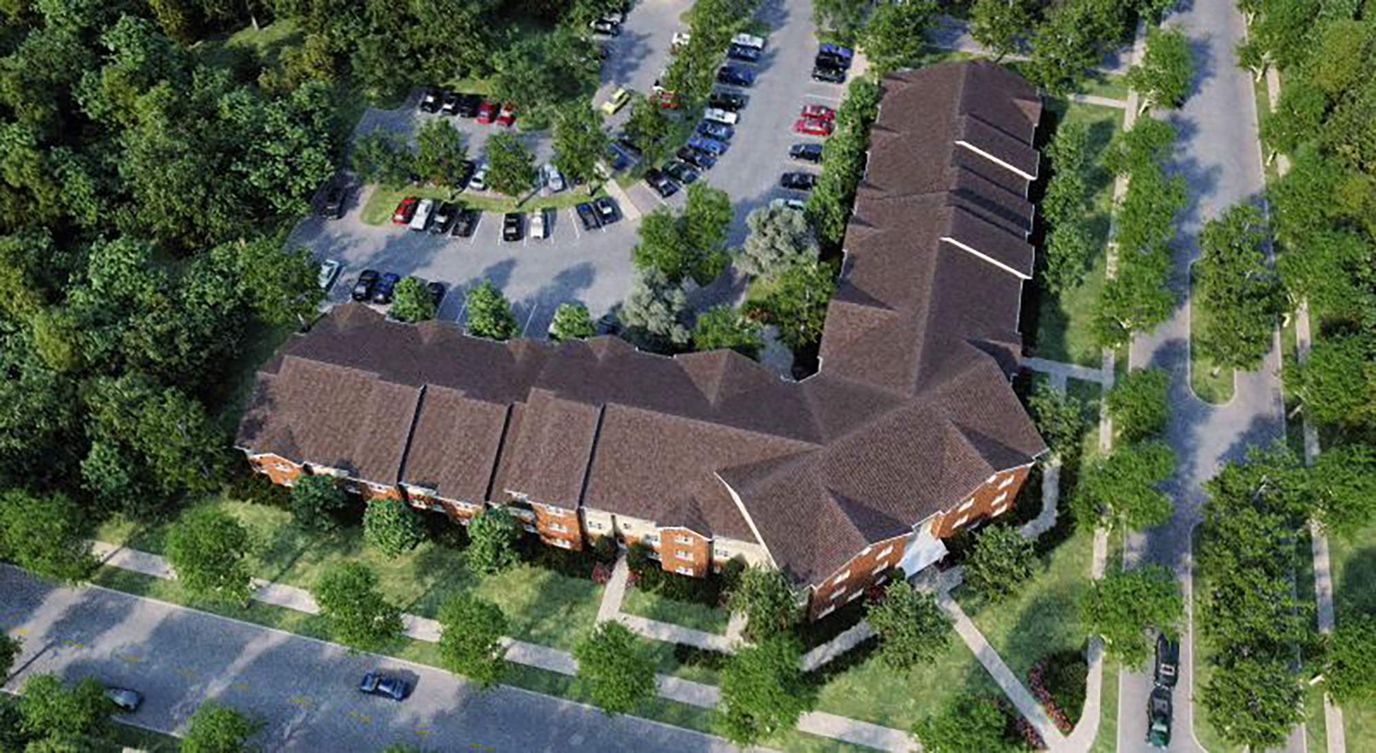 Aerial view of Hamburg Senior Residence and surrounding area.