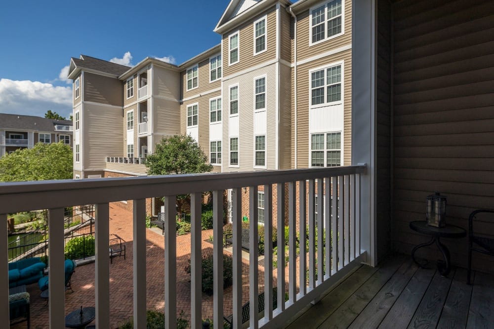 View from a balcony overlooking courtyard