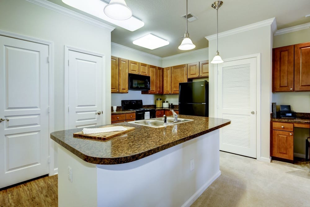 Modern kitchen in a senior living facility.