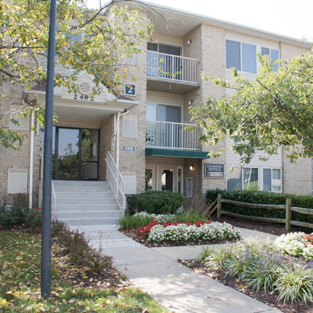 Exterior view of the Center Pointe facility with landscaped entrance