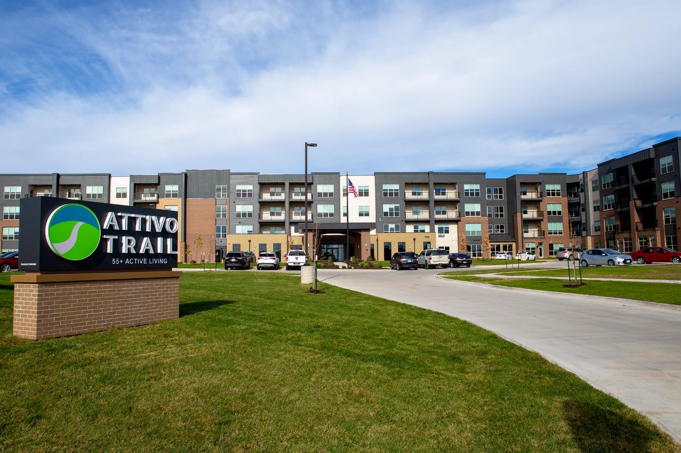 Facility logo with building exterior