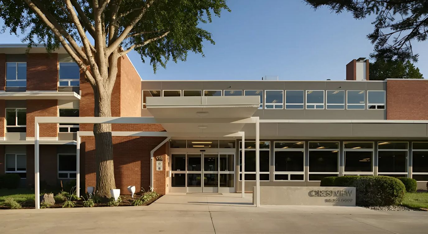 Exterior view of Crestview Terrace Apartments entrance