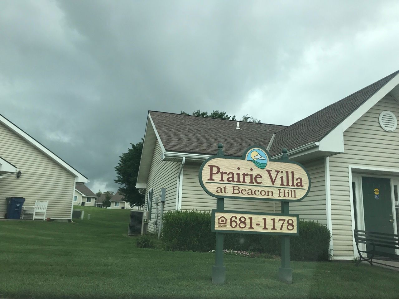 Exterior view of Prairie Villa sign at Beacon Hill