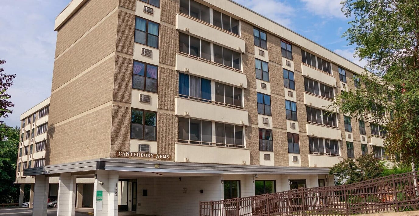 Exterior view of Canterbury Arms Apartments building