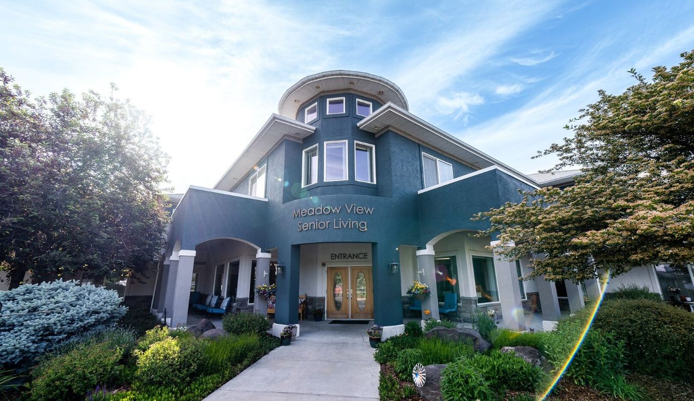 Exterior view of Meadow View Senior Living entrance