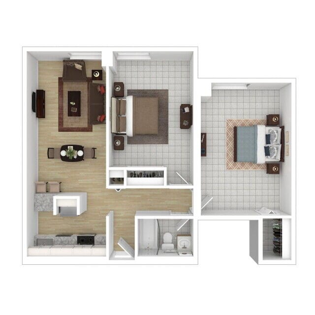Architectural floor plan of a resident unit.