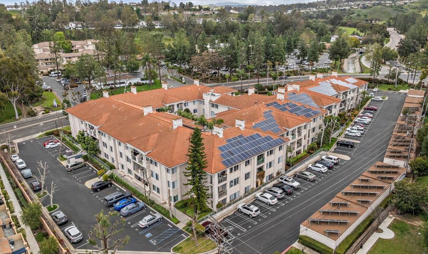 Aerial view of Palacio Senior Apartments and surrounding area