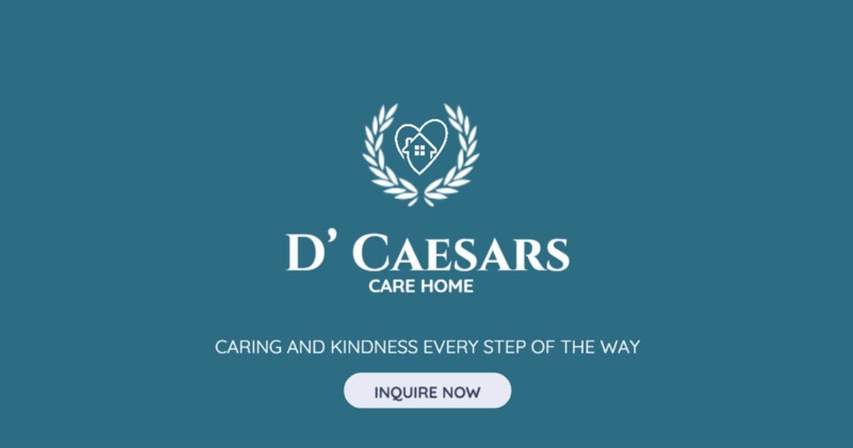 Logo for D' Caesars Care Home with tagline.