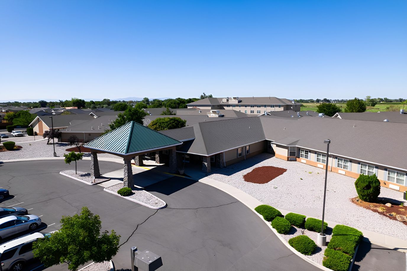 Aerial view of Highland Village of Fallon building entrance