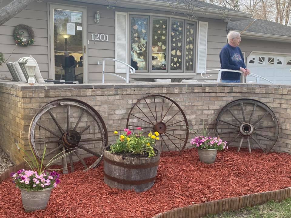 Resident enjoying the outdoor area of Woodcrest Assisted Living.