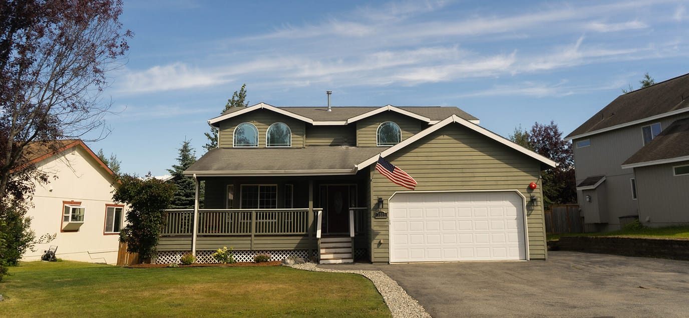 Exterior view of a residential building with a porch