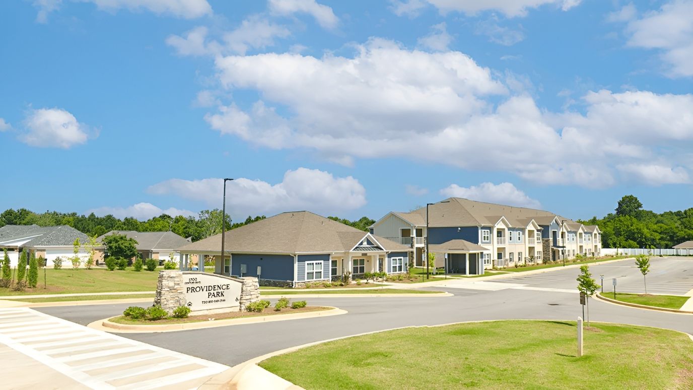 Exterior view of Providence Park senior living facility