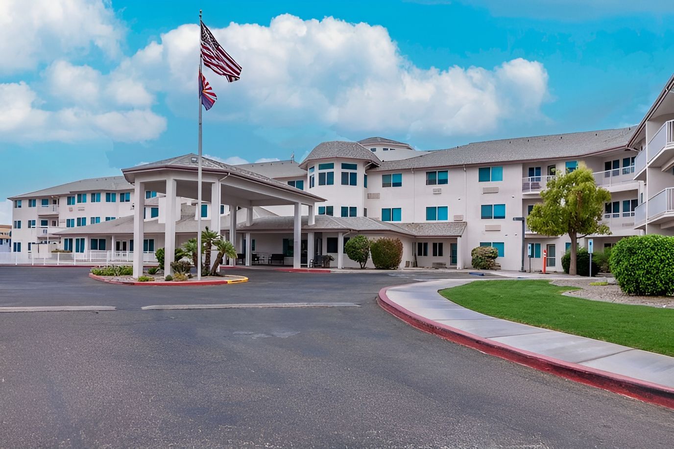 Exterior view of Desert Rose Retirement Community building