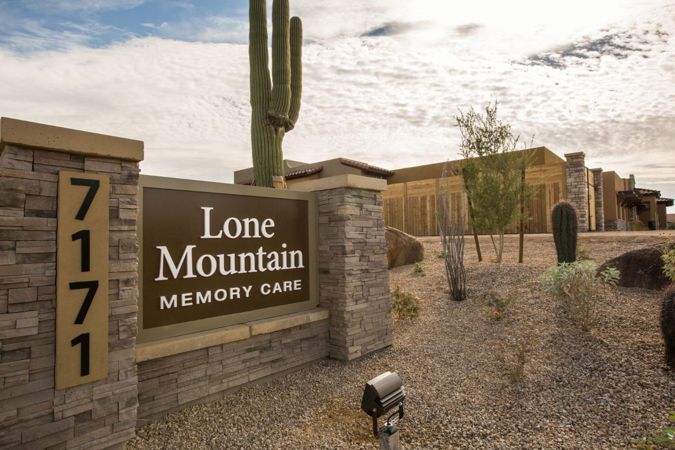 Exterior view of Lone Mountain Memory Care facility sign