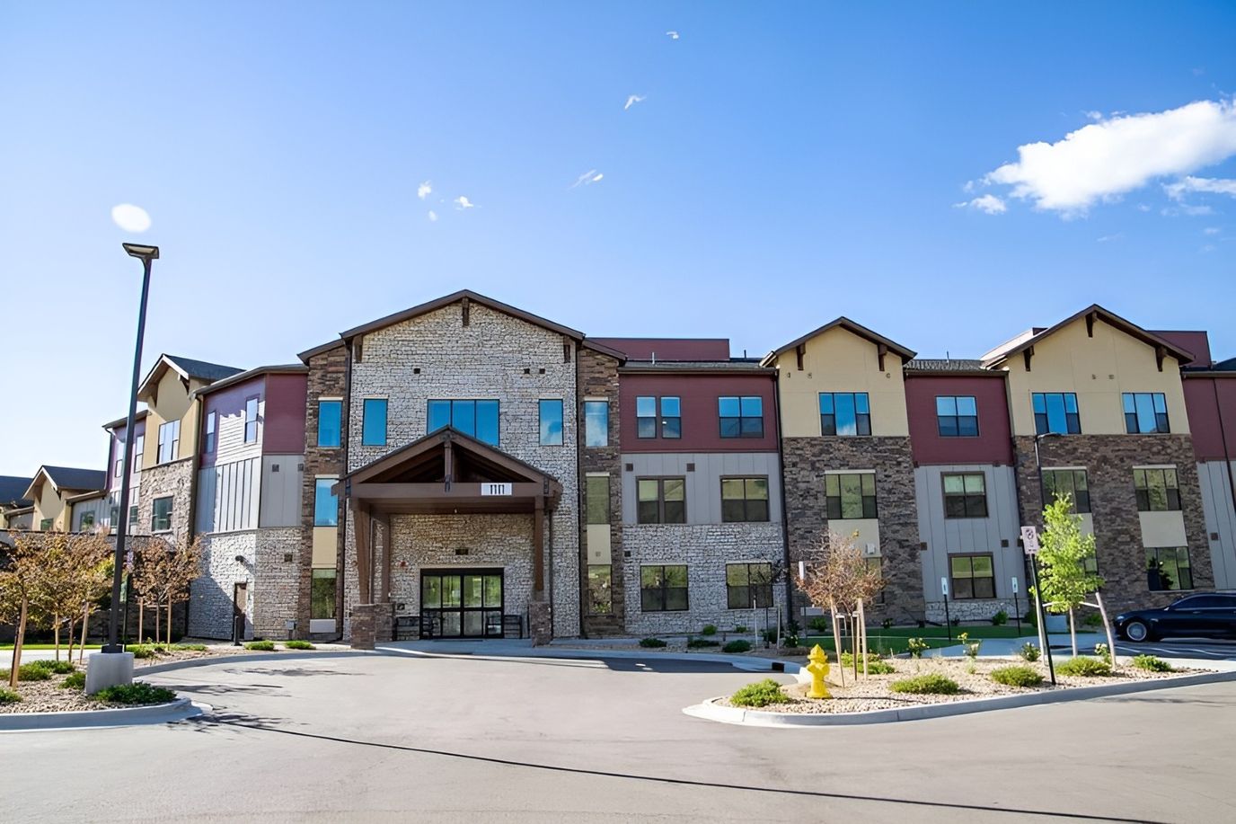 Exterior view of the Golden Lodge Assisted Living facility