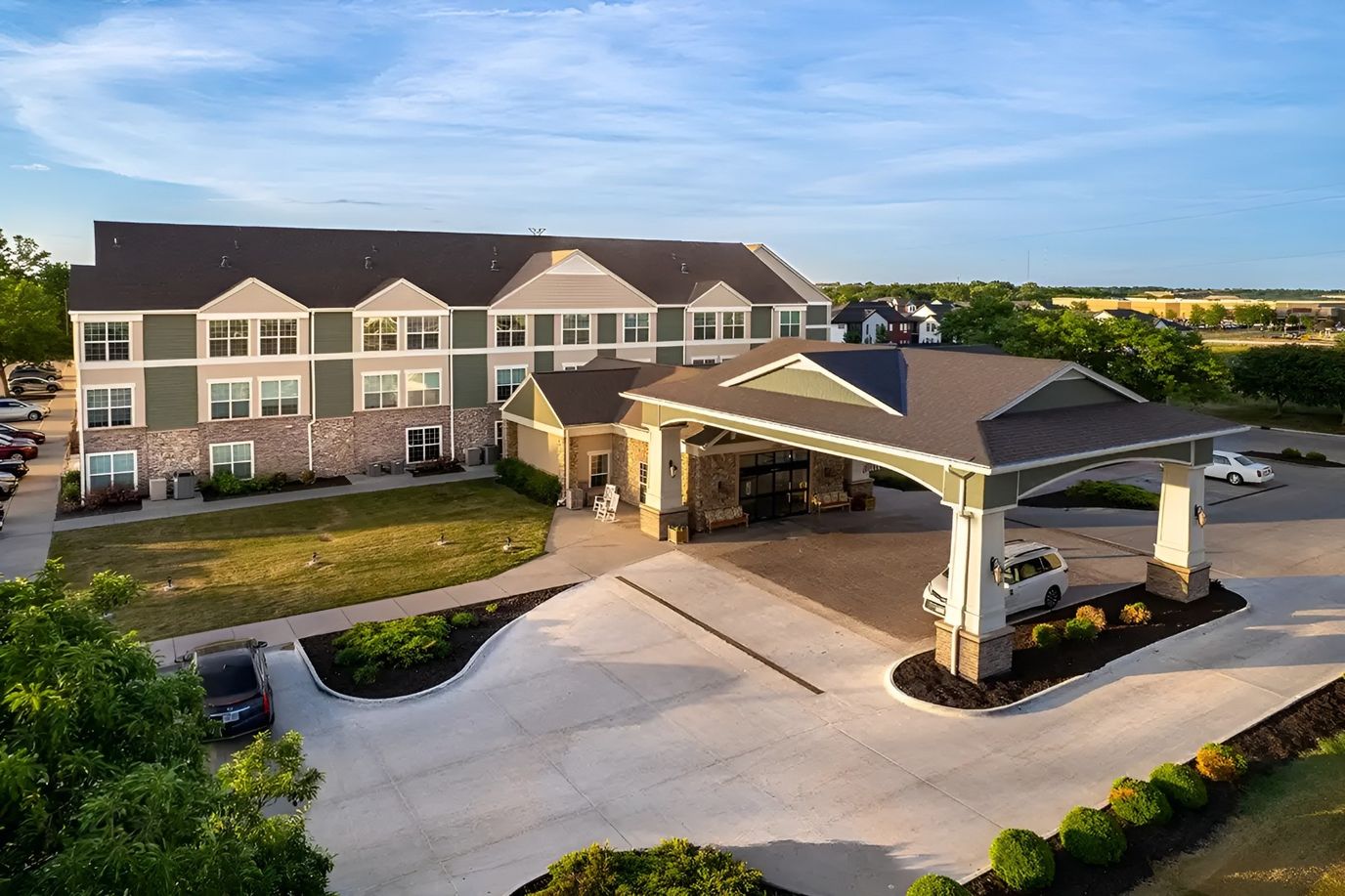 Exterior view of Remington Heights Retirement Community entrance